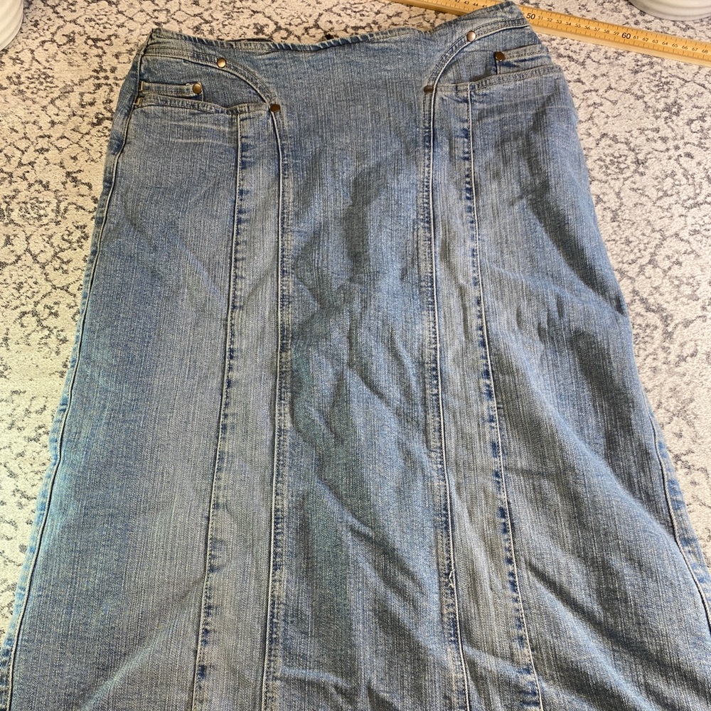 SIMPLE WISH High Waisted Midi Denim Skirt